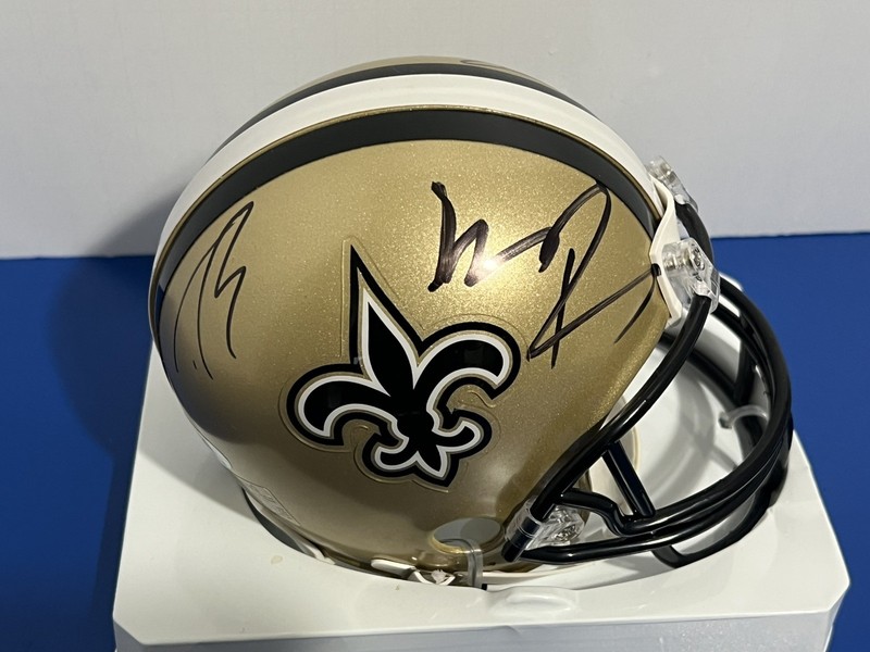 Drew Brees Sean Payton Mark Ingram Signed/Auto Saints Mini Helmet PSA/DNA