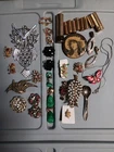 Junk Drawer Vintage Lot Costume Jewelry Lipstick Owl Insects Mirror Dorothy Gish