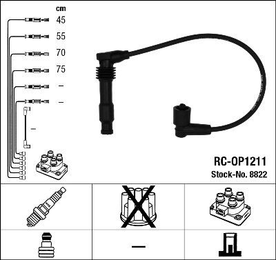 ZÜNdleitungssatz NGK 8822 FÜR Opel ZÜNdkabelsatz ZÜNdkabel KIT-image