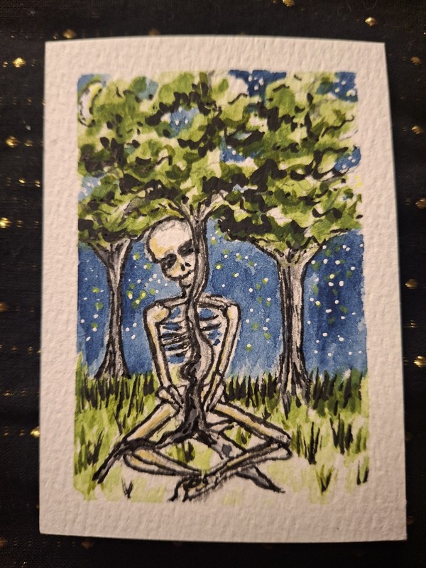 ACEO Original - Skeleton Tree Roots - Watercolors & Paper - HallieWattsArt
