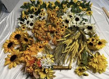 Mixed Lot Artificial Flowers And Garland Fall Colors Orange Yellow Sunflower