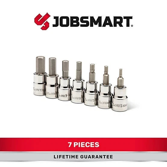 JobSmart 3/8" Drive Metric Hex Bit Socket Set JS202416 Hand Tool Durable 7 Pcs - Image 3 of 4