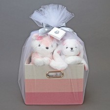 Lambs  Ivy Pink/White 5-Piece Luxury Infant / Newborn / Baby Gift Basket