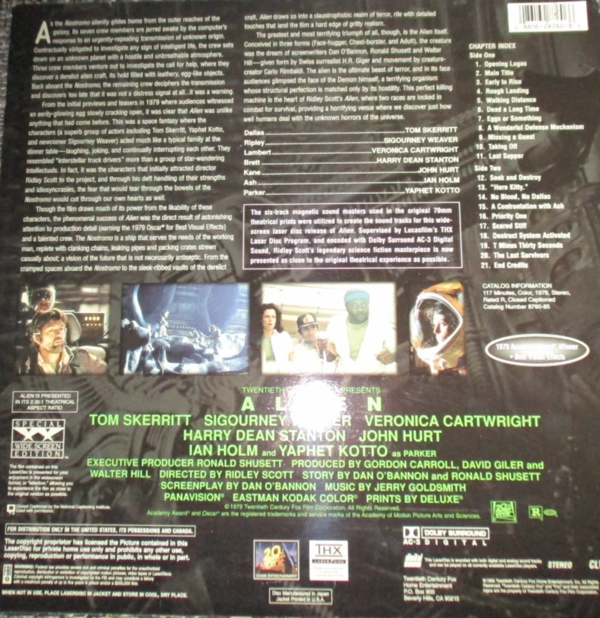 ALIEN Laserdisc / englische Version ! NEUWERTIG ! - Bild 2 von 2