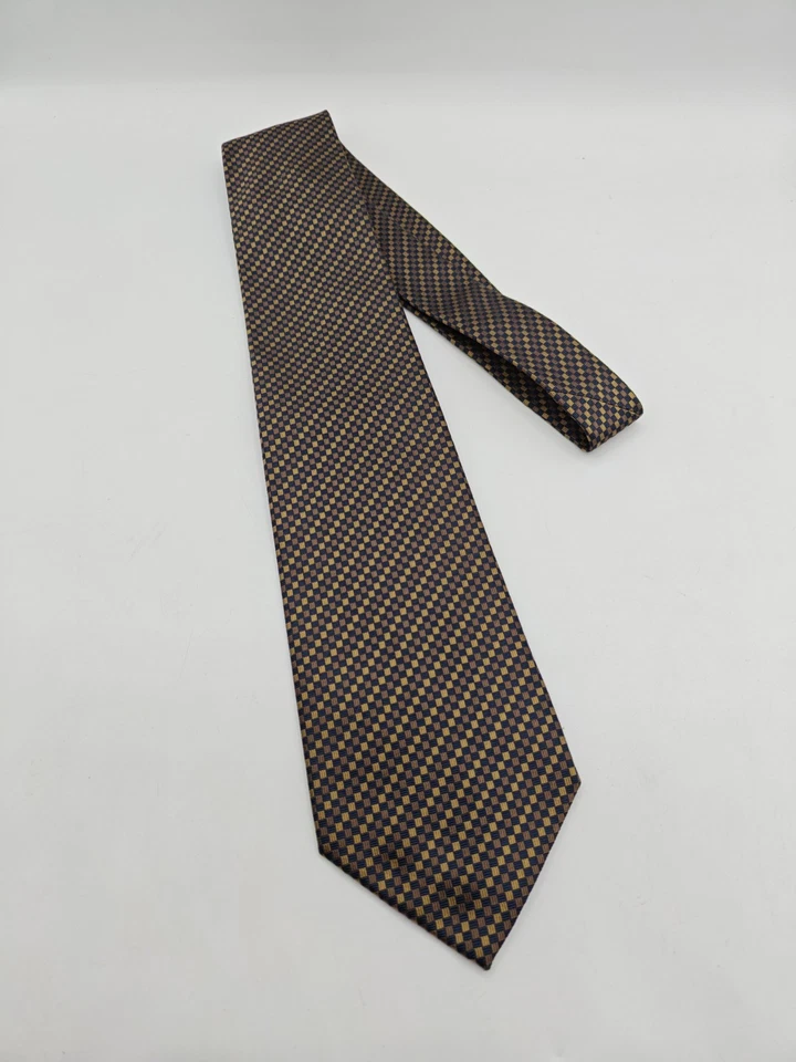 🇮🇹 Borrelli Mens Brown Check SIlk Tie Made In Italy 59x3 7/8 - Image 4 of 4