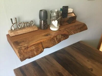 MARKENLOS Wandregal Eiche Holz massiv gebürstet und geölt Regal Wandboard Holzplatte