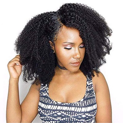 Afro Kinky Curly Clip In Human Hair Extensions Double Weft