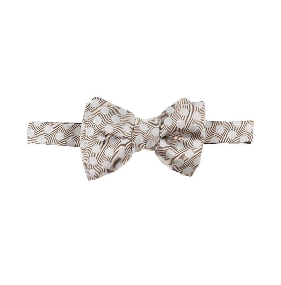 Шелковый галстук-бабочка Tom Ford в горошек бежевый предварительно завязанный сделано в Италии - Изображение 2 из 4