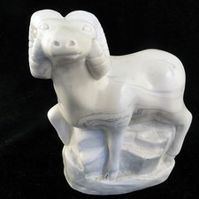 GOAT figurine 5.5" tall MarbleCraft Canada NEW NEVER SOLD Pearlite white marble