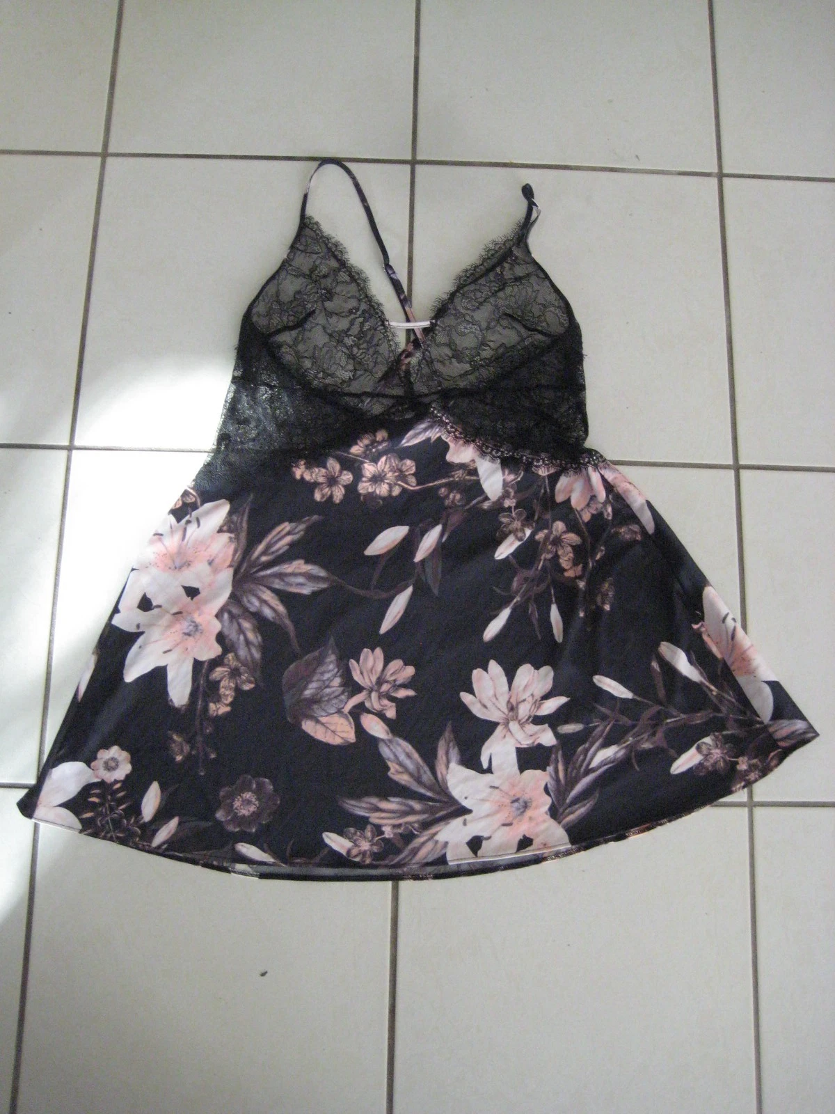 UNDERCOVER Abito Victoria's Secret floreale raso sexy chemise slip taglia L
