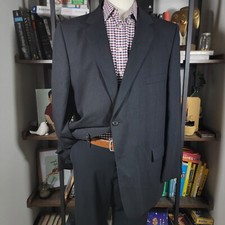 Joseph Feiss Comfort Stretch Men's Sport Coat Blazer Two Button Charcoal BLK 48R