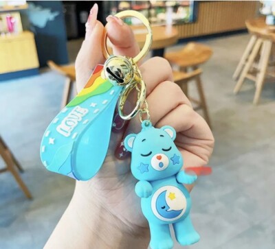 CARE BEAR KEYCHAIN 3D Keyring, Backpack,Purse,Handbag, Bedtime Bear 
