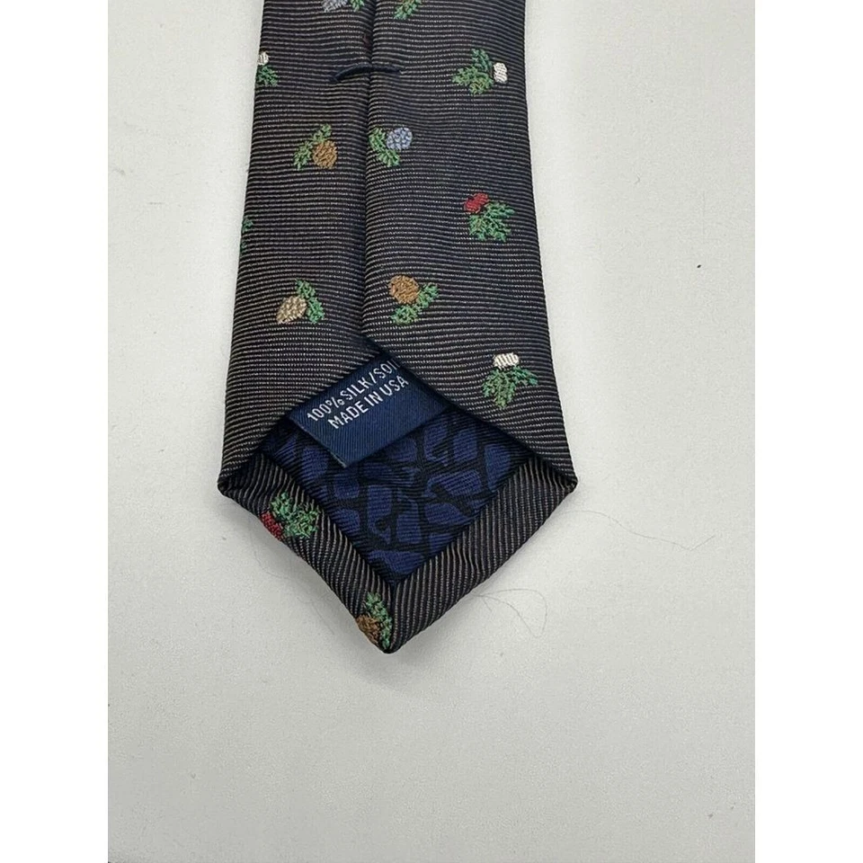 Corbata de seda Vineyard Vines para hombre marrón oscuro invierno verde floral NUEVA Foto 3 de 4