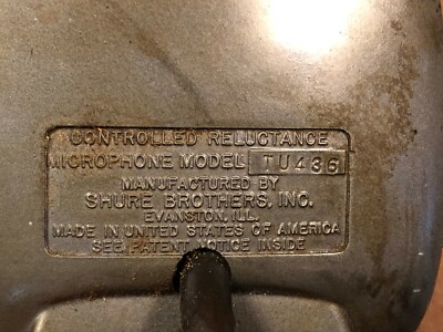 Vintage Motorola Shure Controlled Reluctance TU436 Microphone S-36