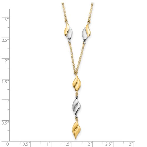 Collar gota en Y elegante pulido en dos tonos 14K - Imagen 3 de 4