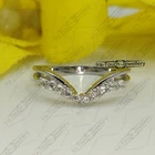 Round Cut Lab-Created Diamond Chevron Band Wedding Ring 14K White Gold Plated