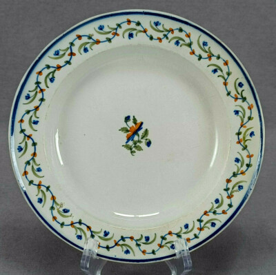 Joseph Heath Blue & Orange Ocher Floral 7 3/8 Inch Pearlware Plate C.1780-1800 A