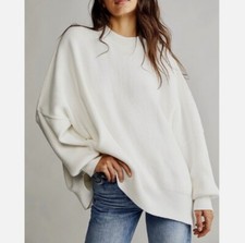 FREE PEOPLE Sz M EASY STREET TUNIC RIBBED PULLOVER SWEATER Painted white