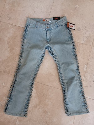  NWT New With Tags Vintage Funky Yagi Jeans Jr Size 7 Light Wash Back Pockets 