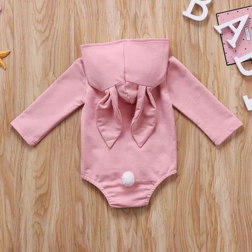 Recién Nacido Bebé Niño Niñas Oreja de Conejo Manga Larga Body con Capucha Mono Ropa - Imagen 5 de 7