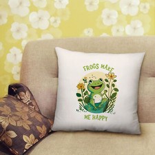 Frogs make me Happy Cushion Pet Toad Amphibian Lover Bedroom Lounge -40cm x 40cm