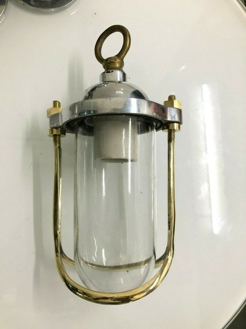 NAUTICAL MARINE SOLID ALUMINIUM & BRASS HANGING PENDANT SHIP LIGHT WITH HOOK NAUTICAL MARINE SOLID ALUMINIUM & BRASS HANGING PENDANT SHIP LIGHT WITH HOOK