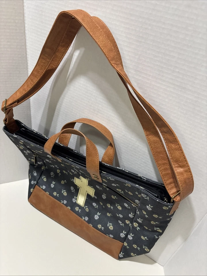 Сумка с короткими ручками Thirty-One Step Up карман для сотового телефона с цветочной вышивкой крестом снятая с производства - Изображение 2 из 4