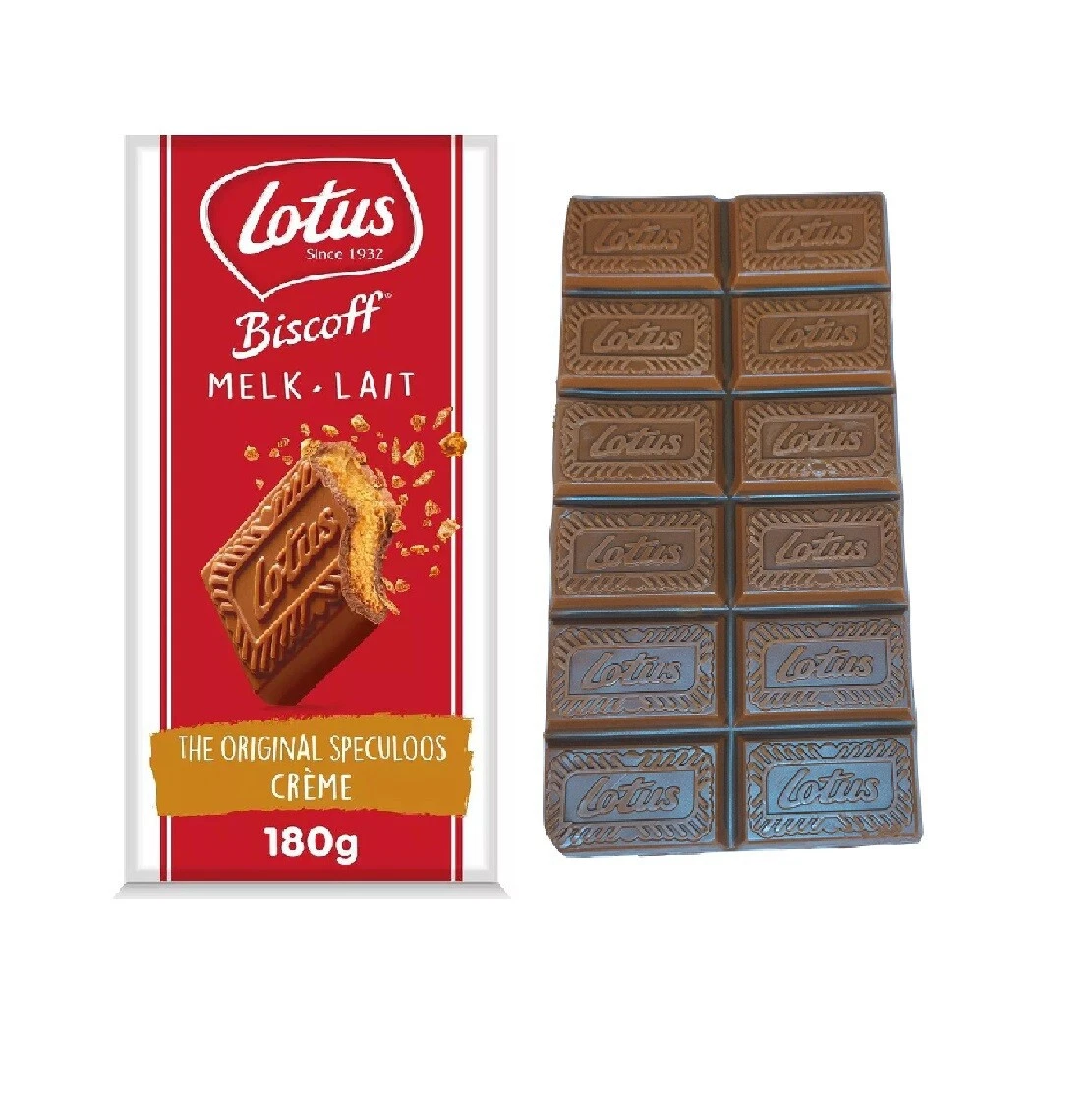 Lotus Biscoff Cookies, Lotus Biscoff Chocolate Bar, 6.34 Oz/180 Gr