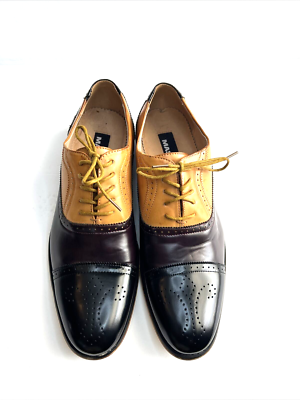 Masimo New York Tan Black Burgundy Leather Oxford Dress  display picture 3