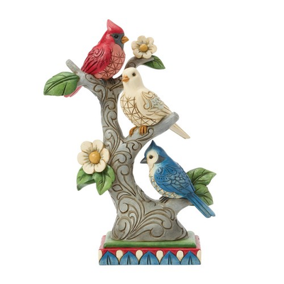 #ad Jim Shore Heartwood Creek Patriotic Birds On Tree Branches Figurine 6017773 $81.81