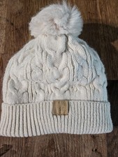 C.C. Faux Cable Knit Winter Pom Pom Beanie Hat One Size