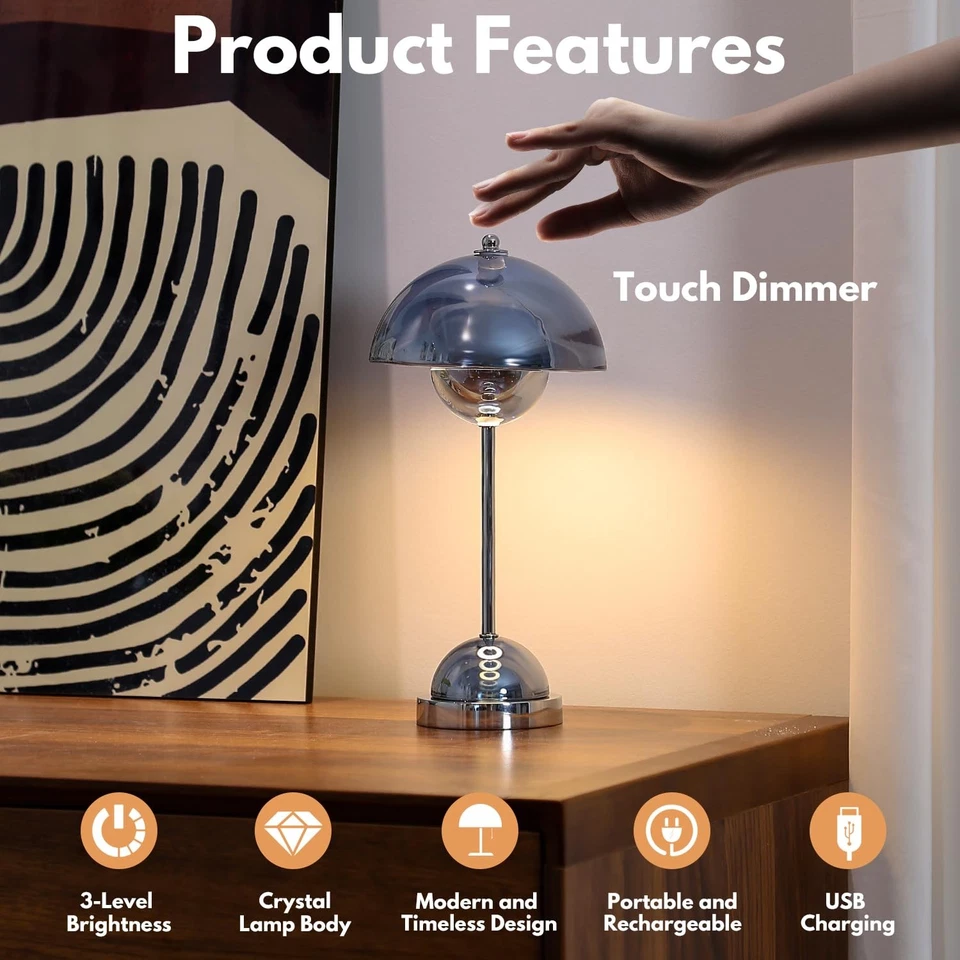 Lámpara de mesa Huga Collective cristal maceta cristal transparente | Cordones portátiles... Foto 3 de 4