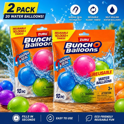 #ad ZURU Bunch O Balloons Reusable Water Balloons 10 Balloons Magna Seal 2 PACKS $19.99