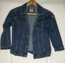 365 Kids from Garanimals Blue Cotton Denim Jacket, Size 8, Dinosaur Pockets