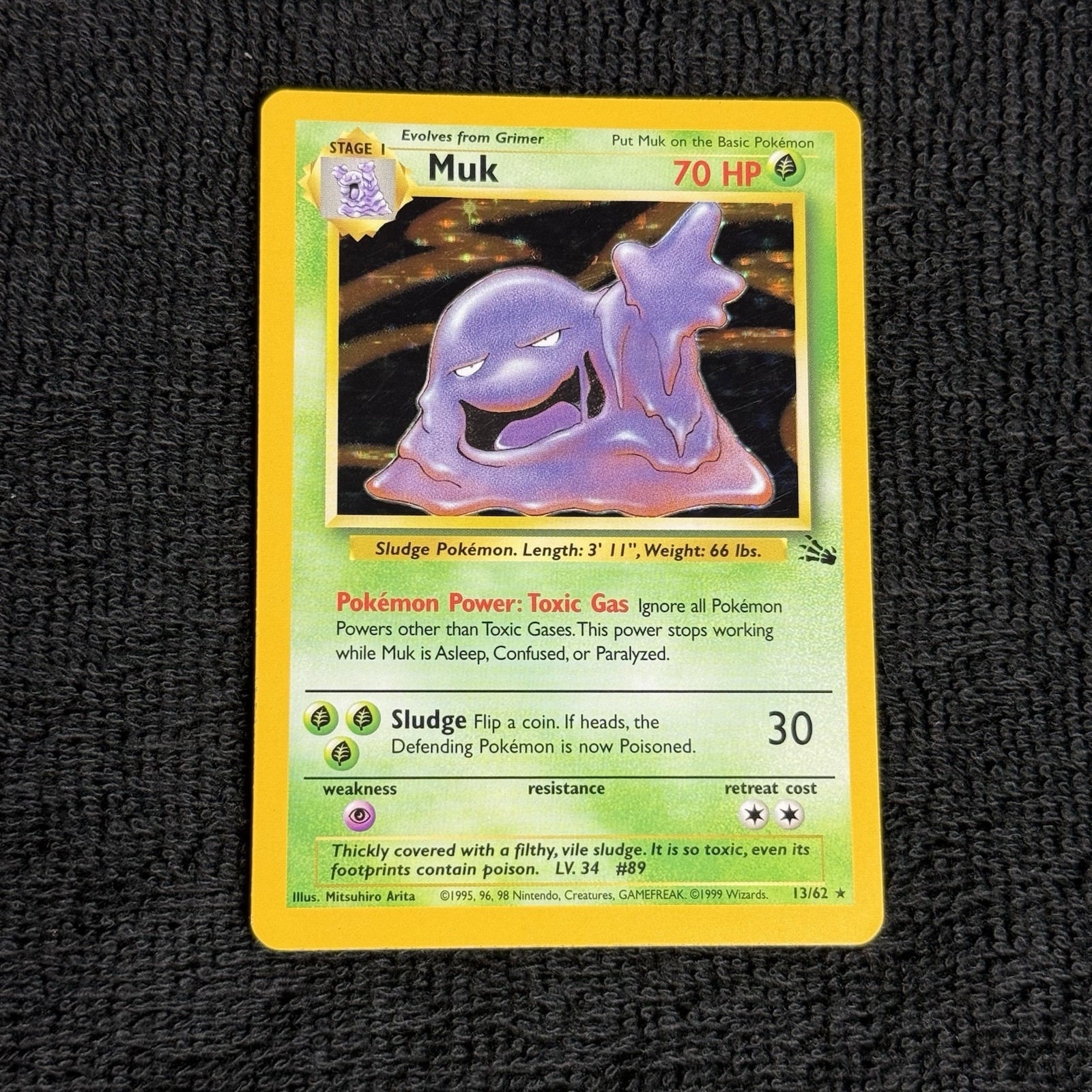 Muk Regular Rare 28/62 Fossil Unlimited – NM/LP English Vintage Pokemon