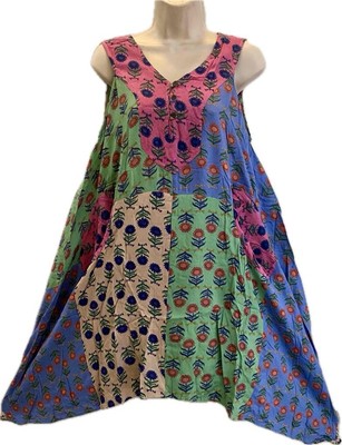 Sacred Threads Hippie Boho Gypsy Festival Patchwork Big Pocket Dress 224248 L/XL