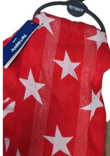 Pier 1 Imports   All-Purpose Wrap-Scarf Red/ White Stars Silver Thread Patriotic