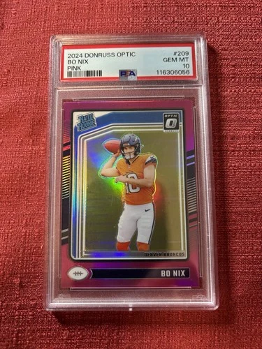 2024 Panini Donruss Optic Bo Nix #209 Rated Rookie Pink Prizm Rookie Card