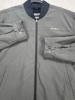Eddie Bauer Travex Bomber Jacket Men 2XL Charcoal Gray LS Full Zip Golf Outdoors