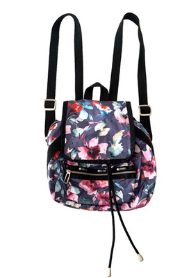 LeSportsac Voyager Backpack Blue Watercolor Floral Ripstop Small Ultra-Light