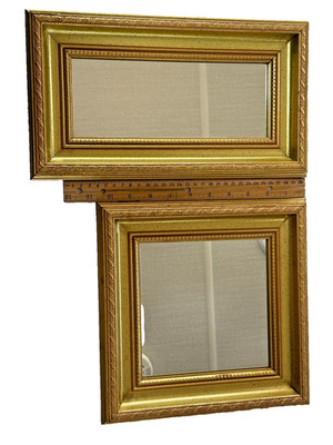 Set of 2 Vintage Home Gold Ornate Frame Mirrors Wall Hangers