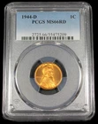 1944 D  LINCOLN  WHEAT CENT PENNY PCGS MS 66 UNC MS66RD US COIN CERT# 55475209