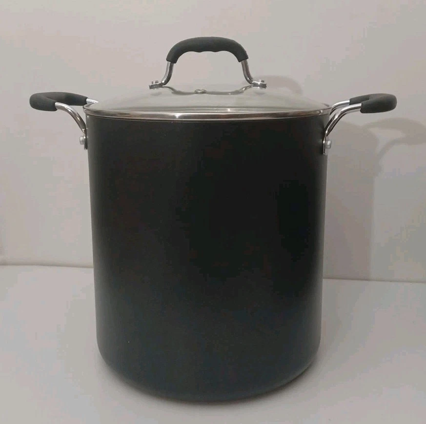 T-fal 12qt Stock Pot with Clear Glass Lid, Simply Cook Nonstick Cookware Black