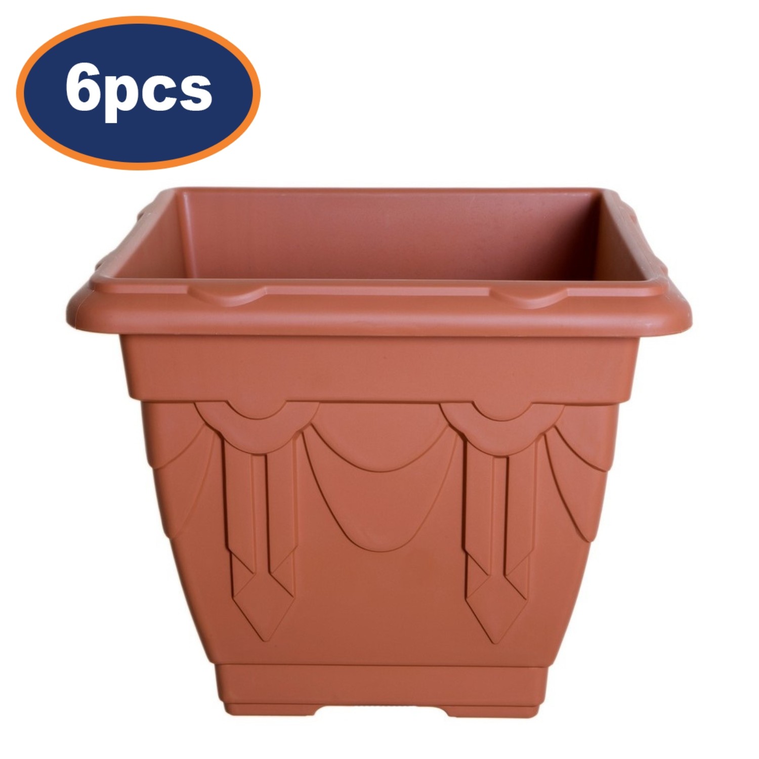 6Pcs 22cm Plastic Planter Square Venetian Flower Pot Terracotta Garden Basket