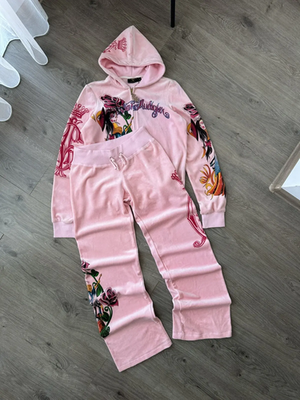 VTG Ed Hardy Christian Audigier Pink Velour Tracksuit | eBay