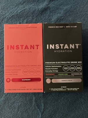 2pk of Instant Hydration Electrolyte Mix Raspberry&Variety Pack 6ct each Exp2028
