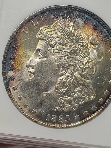 1885 O $1 Morgan Dollar ANACS Soapbox Holder MS61 Toned #838599