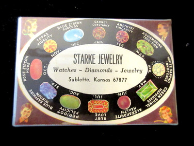Vtg Sublette KS Kansas Starke Jewelry Pocket Mirror Birth Stone 3'' x 2''