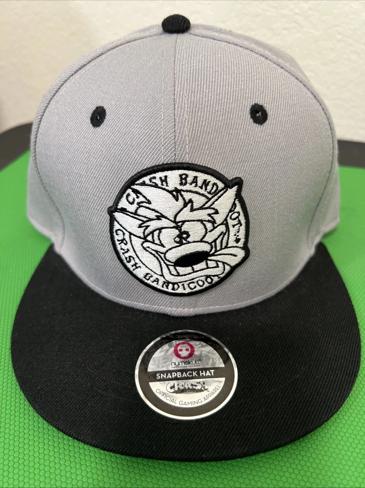 Crash Bandicoot Snapback Hat Gray One Size Adjustable Embroidered Num Skull New