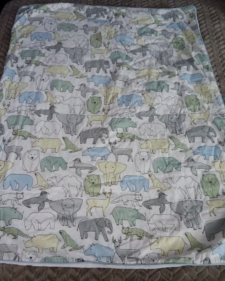 Manta bebé animal safari Dwell Studio elefante foca zorro ciervo rinoceronte leer más abajo Foto 2 de 4